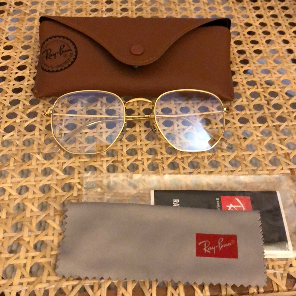 Ray bans hexagonal blue light clear glasses